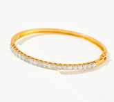 Fire Light Lab Grown Diamond Hinge Sterling Silver Bangle Small